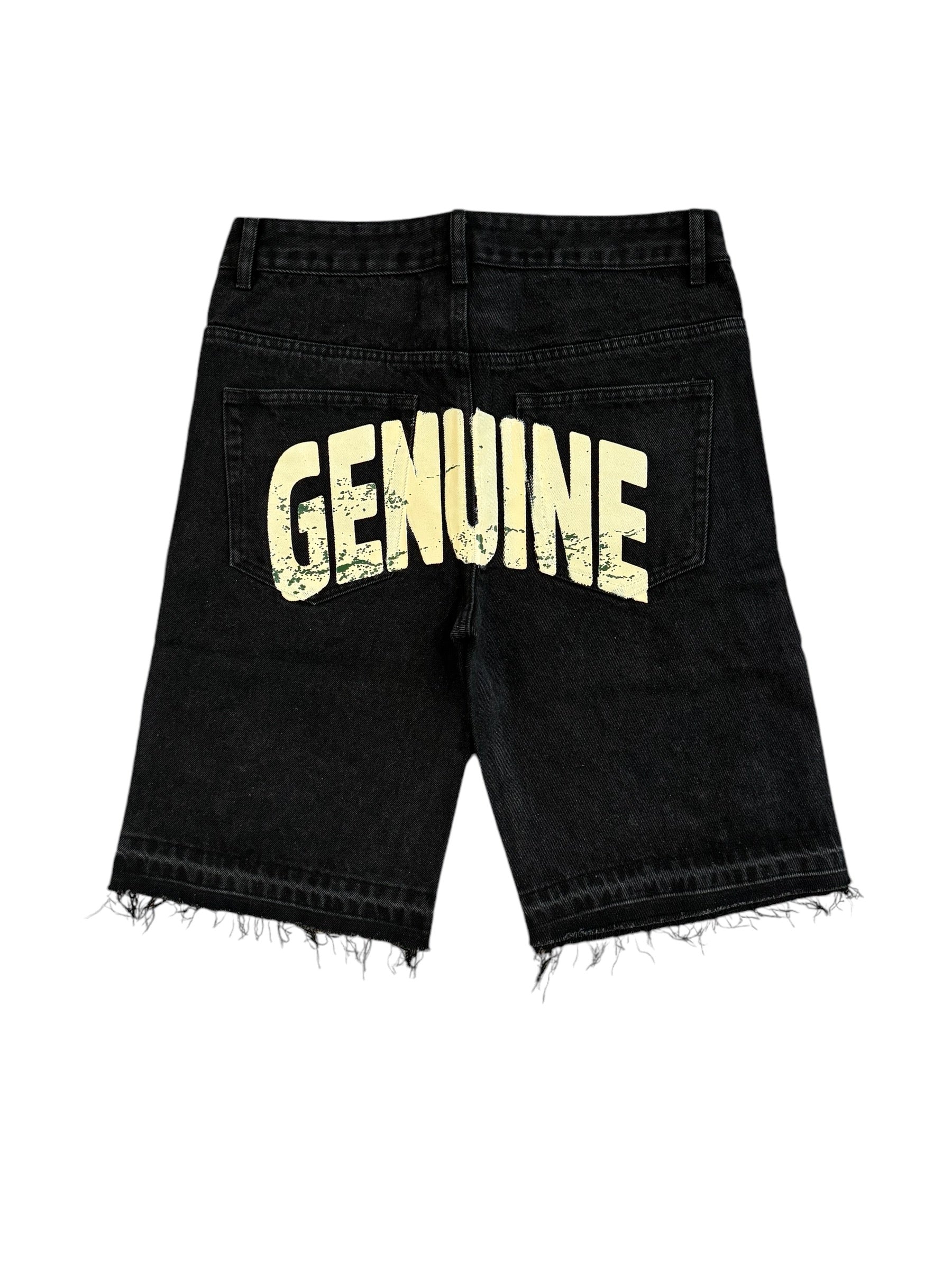 OG BLACK Denim Jorts - Raw Edge/ Embellished