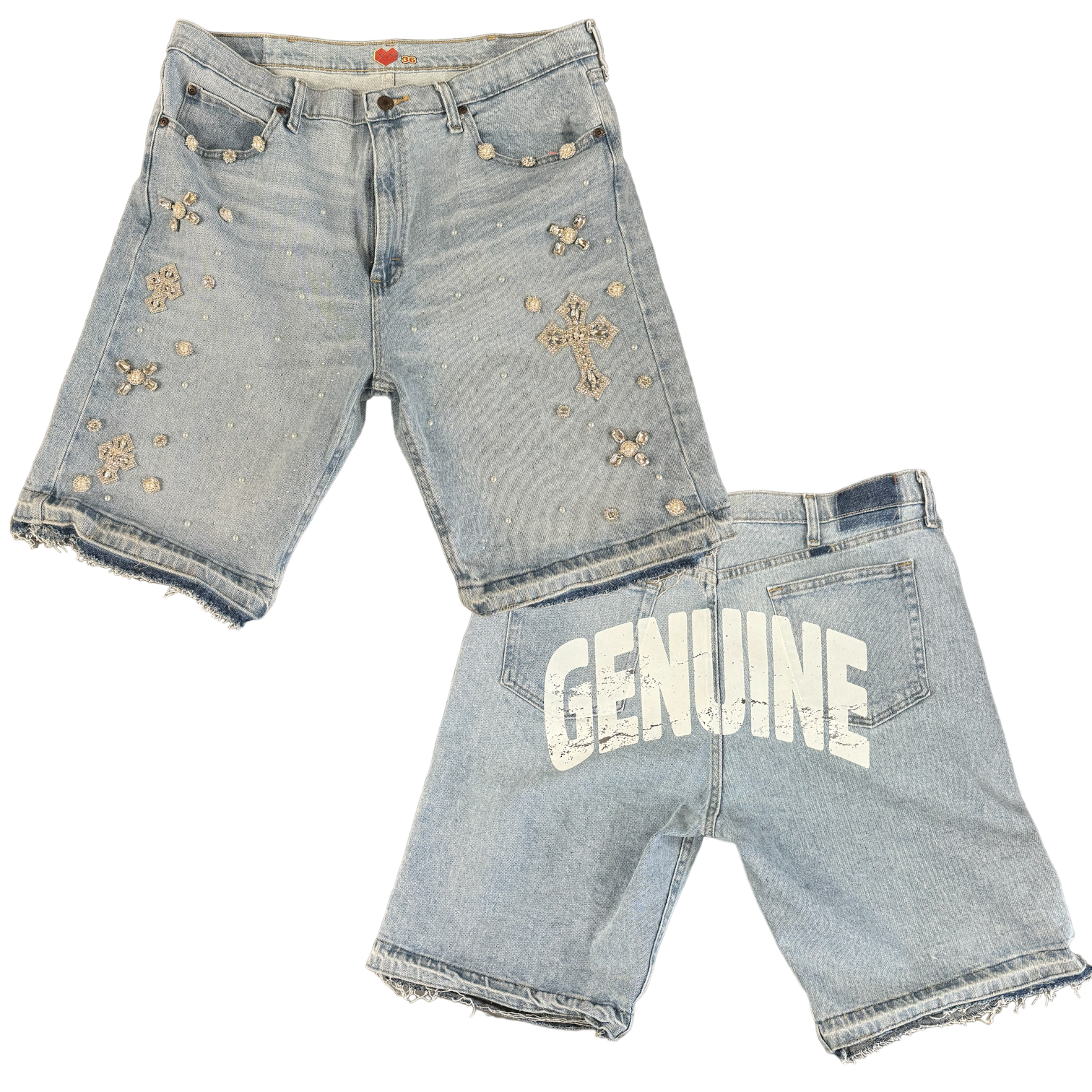 OG Denim Jorts - Raw Edge/Embellished