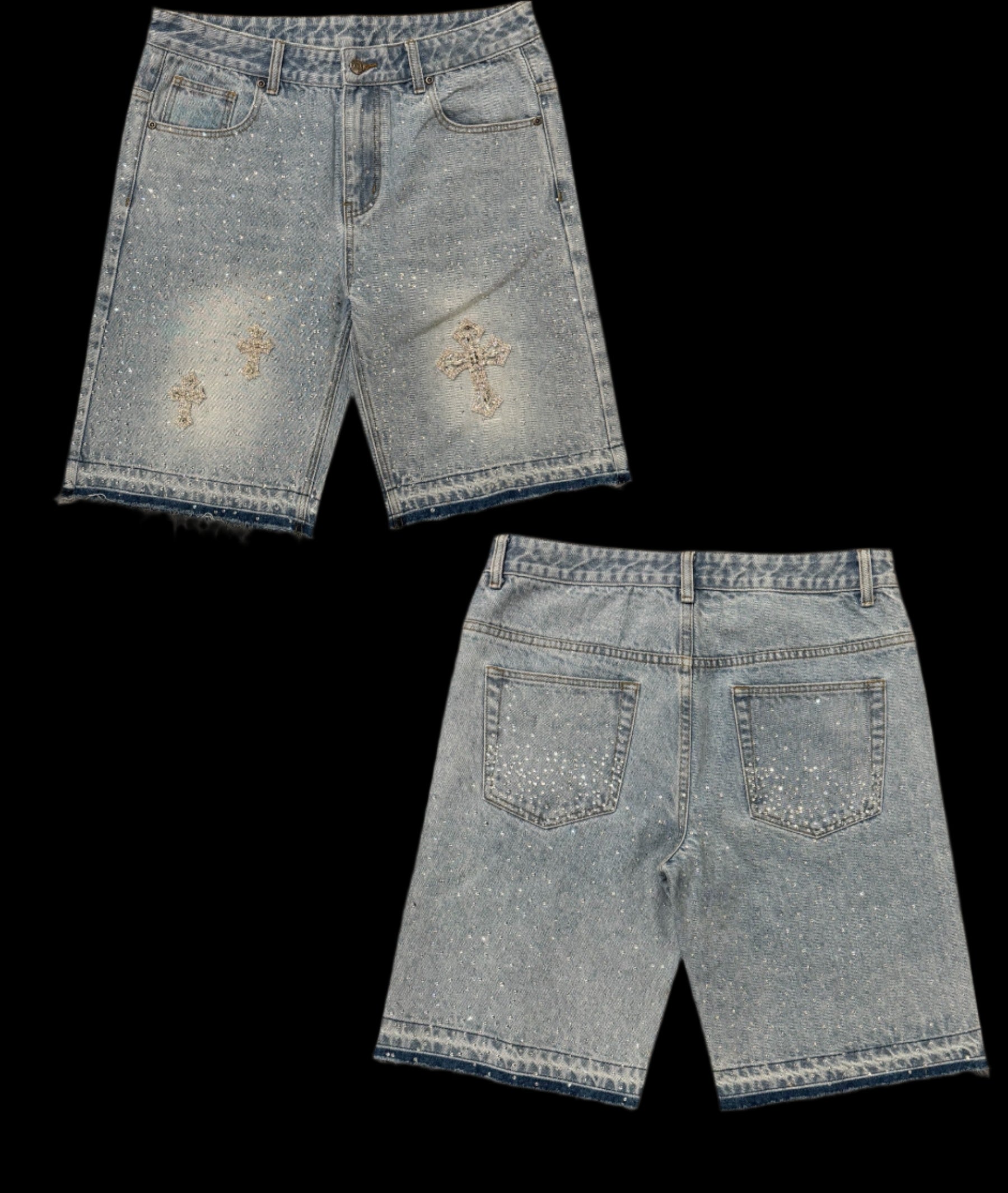 NEW Denim Jorts - Raw Edge / Embellished