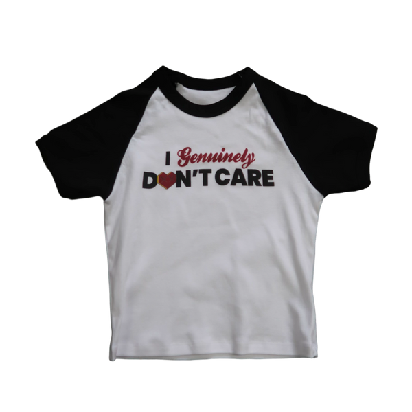 I GENUINELY DONT CARE BABY TEE - WHITE/BLACK