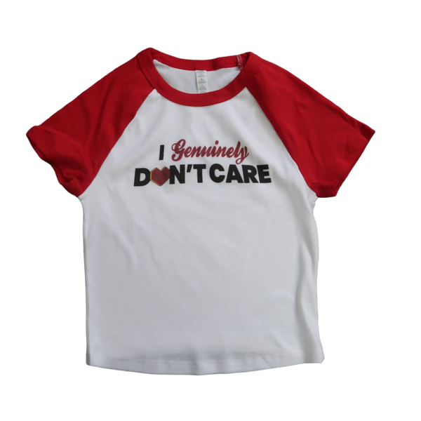 I GENUINELY DONT CARE BABY TEE - WHITE/RED